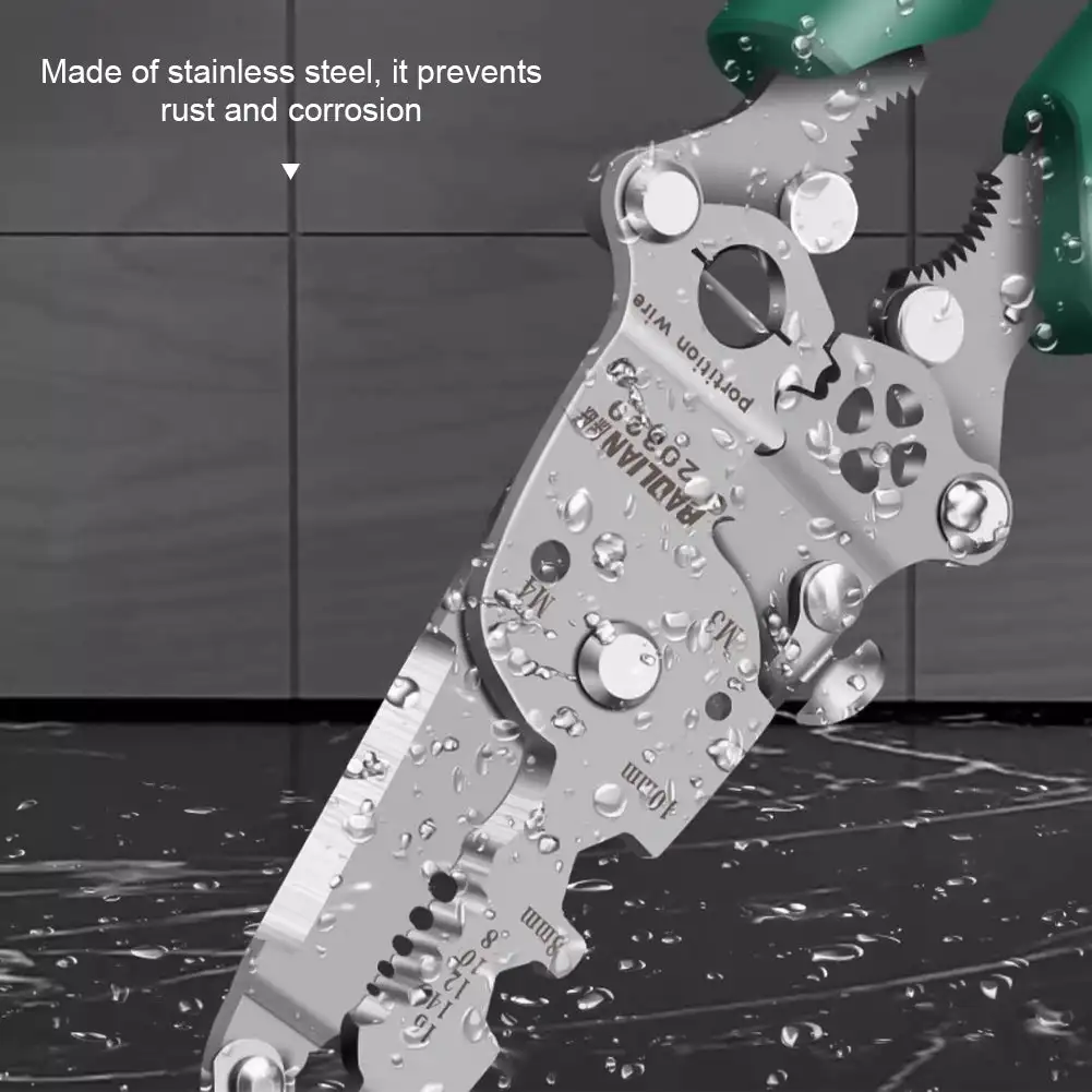 Wire Stripping Pliers Multi-Function Electrician Tool with Crimping Cutting and Wrench Features Foldable Design for Easy Storage