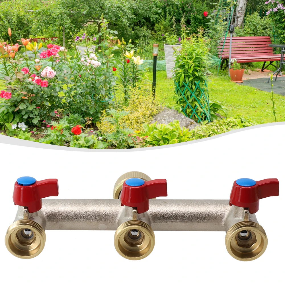 

Durable 3/4 Water Distributor Brass Hose Connector – 3 way Faucet Distributor for Efficient Irrigation in Lawn & Garden