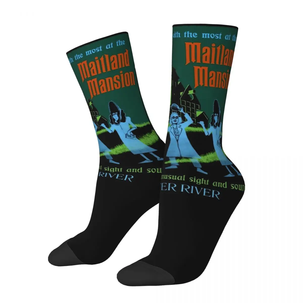 

Hitchhiking Beetlejuice Theme Design Crew Socks Merch for Women Cozy Printing Socks