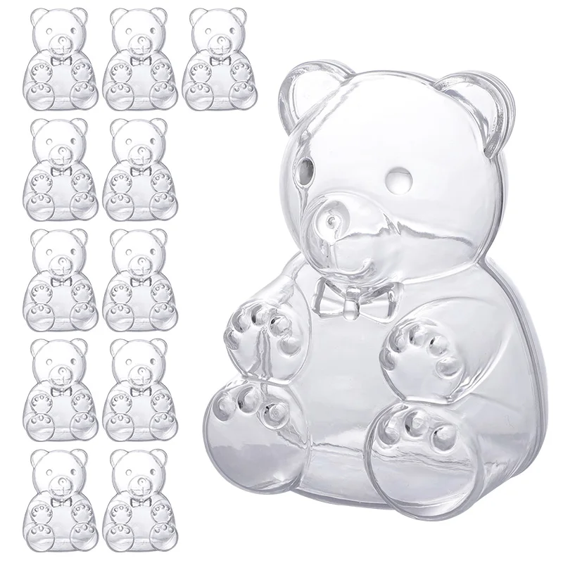 10 stücke Bär Form Candy Box Transparent Schmuck Snack Geschenk Verpackung Box Hochzeit Geburtstag Party Decor Liefert Baby Dusche Gefälligkeiten
