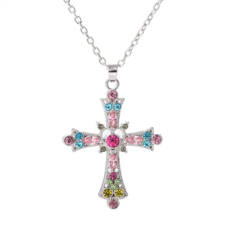 Gothic Zircon Cross Necklace – Unisex Y2K Irregular Pendant Jewelry