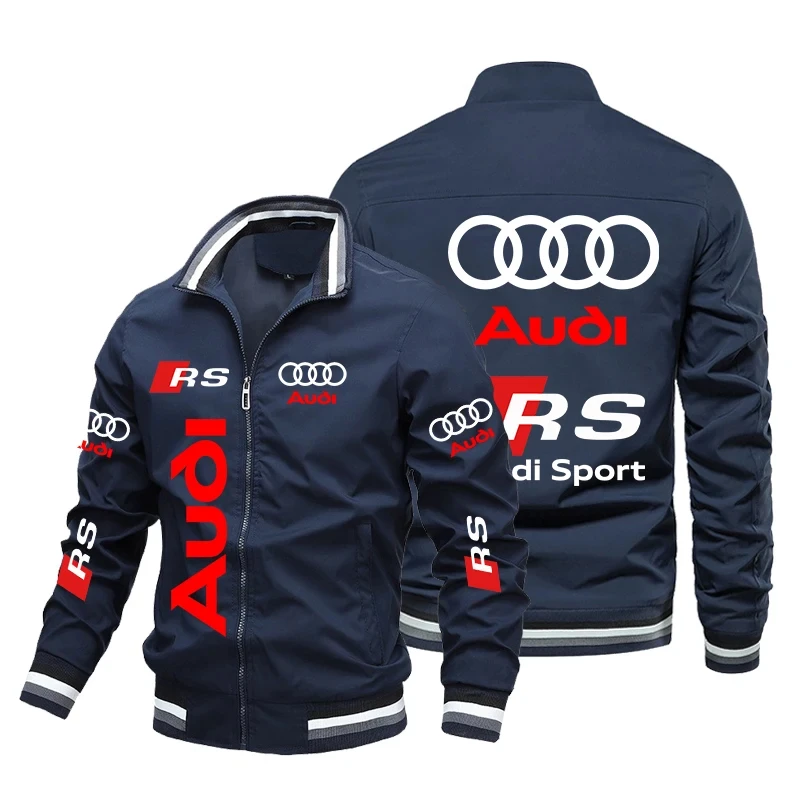 New Audi Motorcycle Jacket Audi RS Logo Printed Men's Jacket Fashion Oversized Outdoor Racing Jacket Cycling Men's Outerwear 3