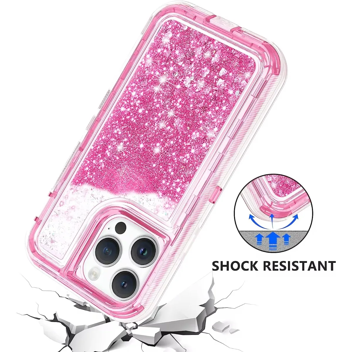 Elegant Glitter Quicksand Heavy Duty Phone Case - 3 in 1 Military Grade Shockproof Protection
