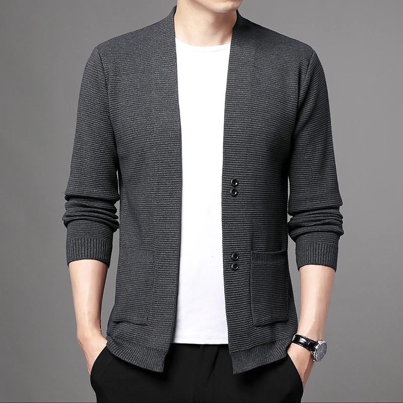 thumbnail image 1 of Suéteres de punto nuevos para hombre, de primavera y otoño, de alta calidad, informales, versátiles, sueltos, tipo cárdigan, chaqueta, 1 of 5