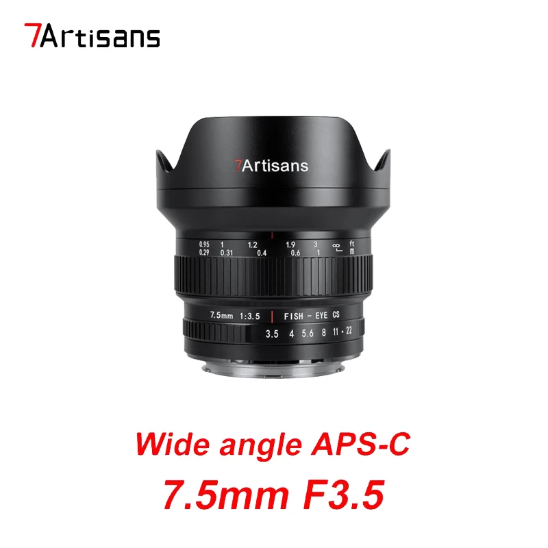 7 Artigiani 7.5Mm F3.5 Super Grandangolare Half-Frame Slr Fisheye Lens Messa A Fuoco Manuale Aps-C Obiettivo Per Canon Ef 80D Nikon F Mount D7500