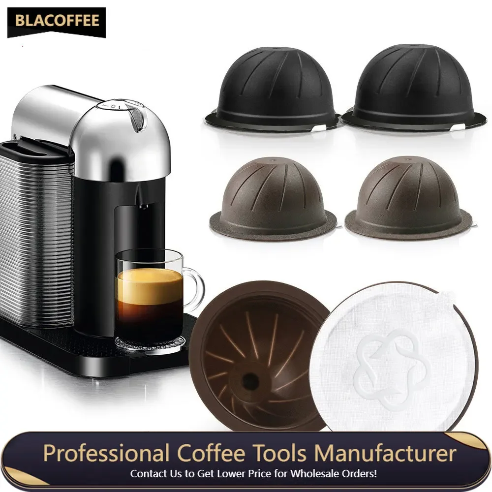 Capsule Di Caffè Nespresso Vertuo Cialde Di Caffè Riutilizzabili K-Cup Caffè Espresso Capsule Vuote Con Coperchi In Alluminio Usa E Getta