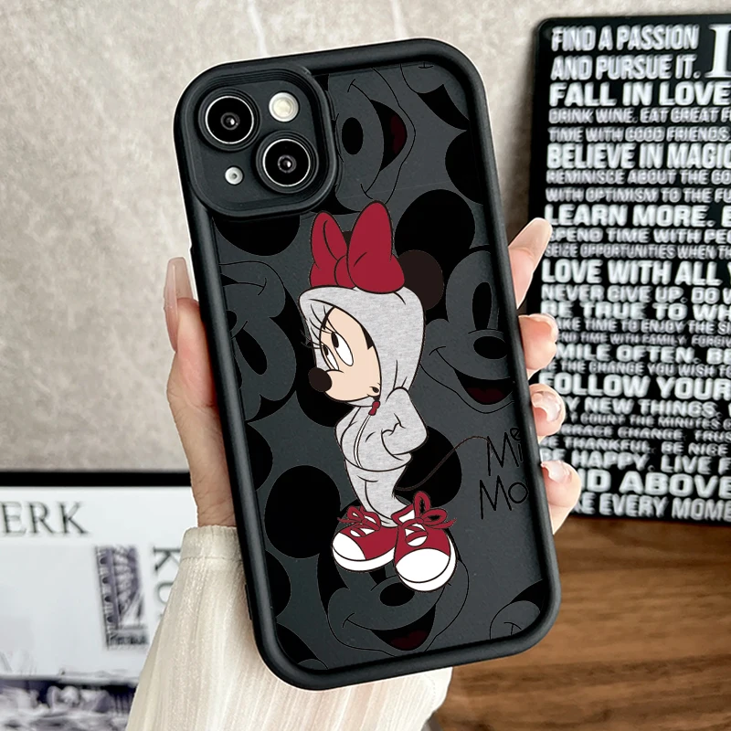 Disney Mickey Minnie Mouse per Apple iPhone 15 14 13 12 11 Mini XS XR X 8 7 Pro Max Plus custodia morbida per telefono con scala a occhi