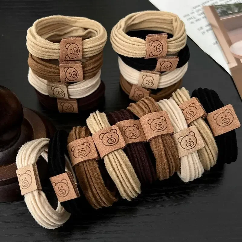 

5/10pcs/set Bear Thick Stripe Simple High Elastic Hair Bands For Women Girls HairTie Scrunchie Rubber Bands Hair Accessories