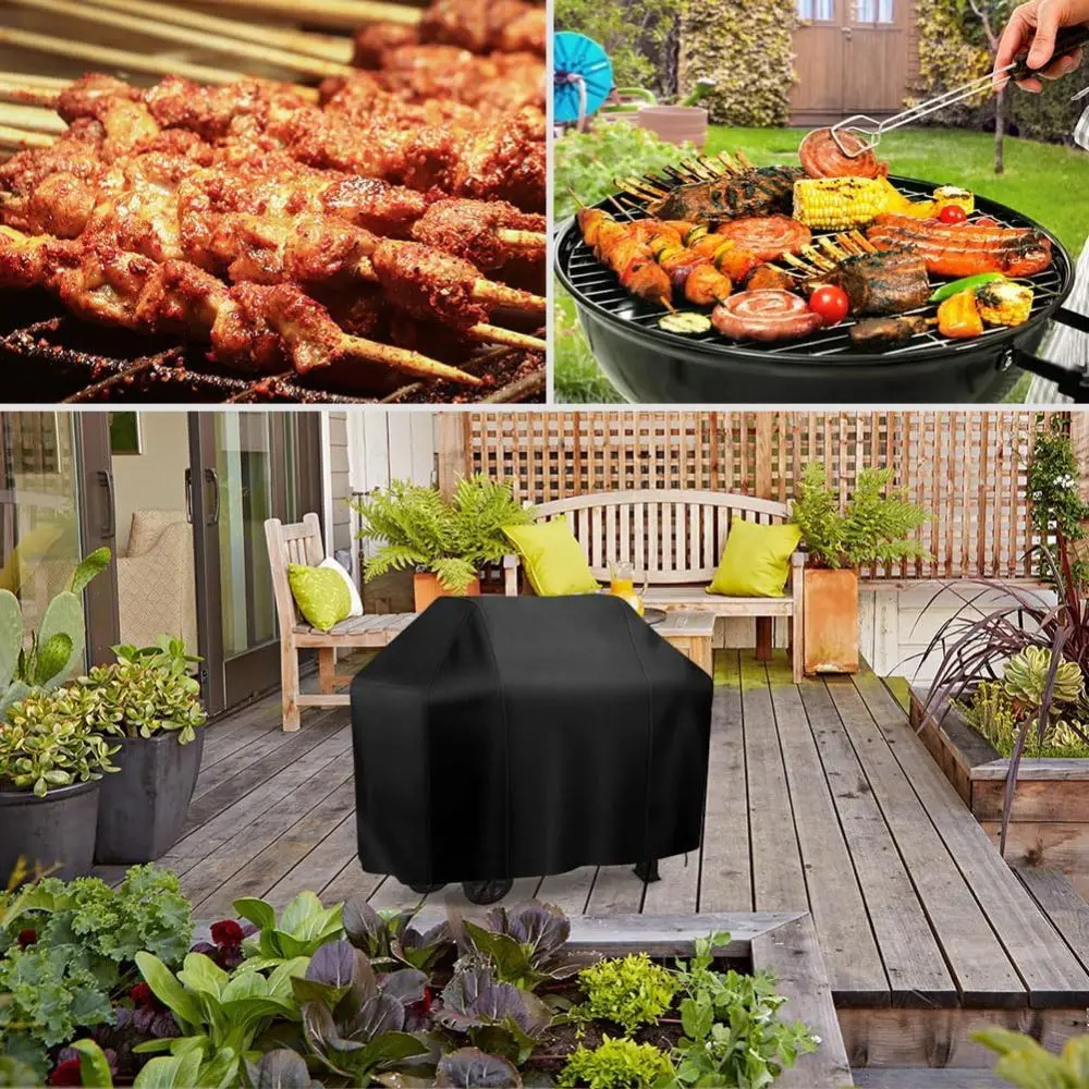 Grill Cover 58 in Waterproof BBQ Gas Grill Cover Polyester Easy On/Off Dustproof Fade Resistant for Weber Char-Broil Nexgrill