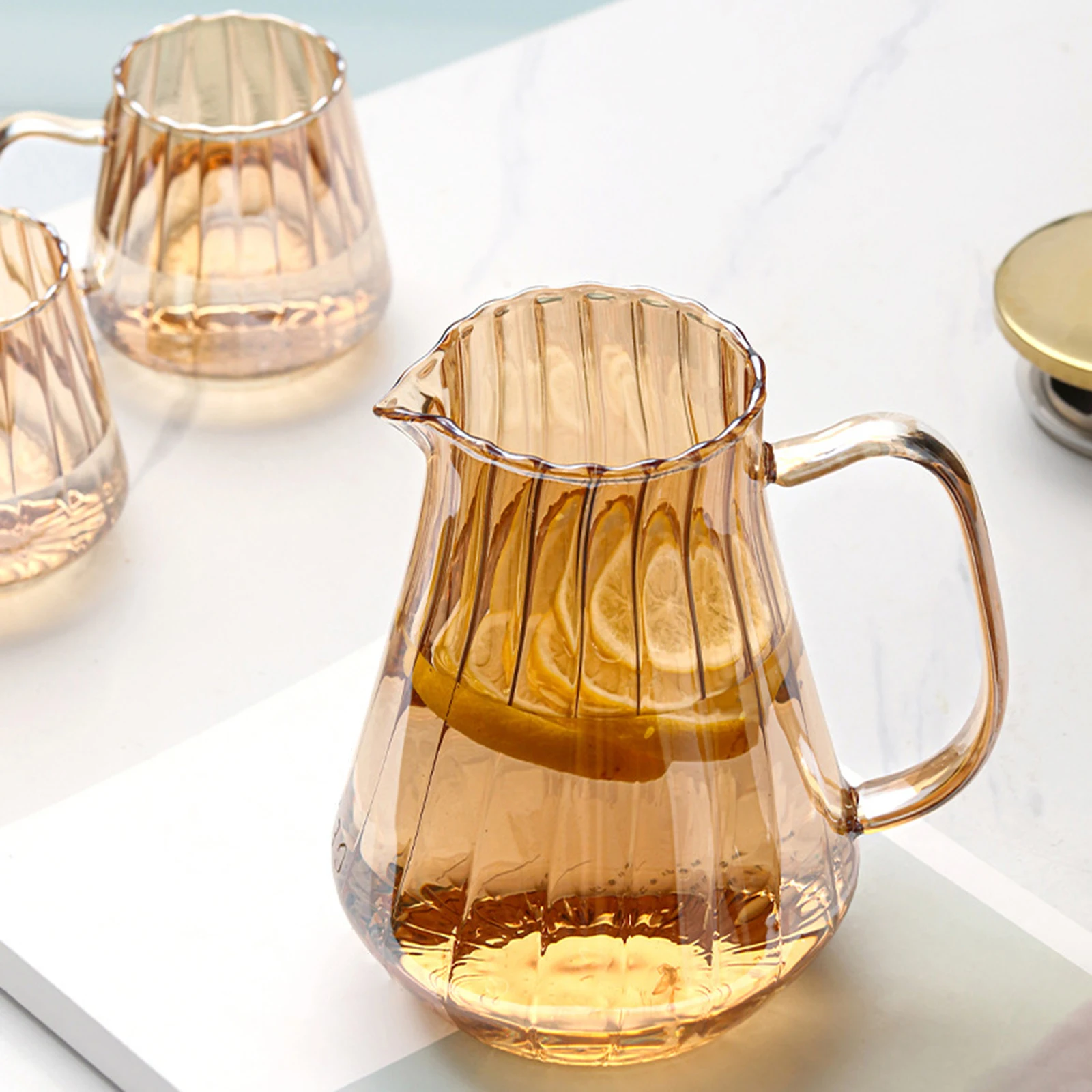 1.2L Glass Jug Multipurpose Large Capacity Portable Water Pitcher glass pitcher cold water jug for Hot Cold Beverage Loose Leaf Office Lemonade Kitchen