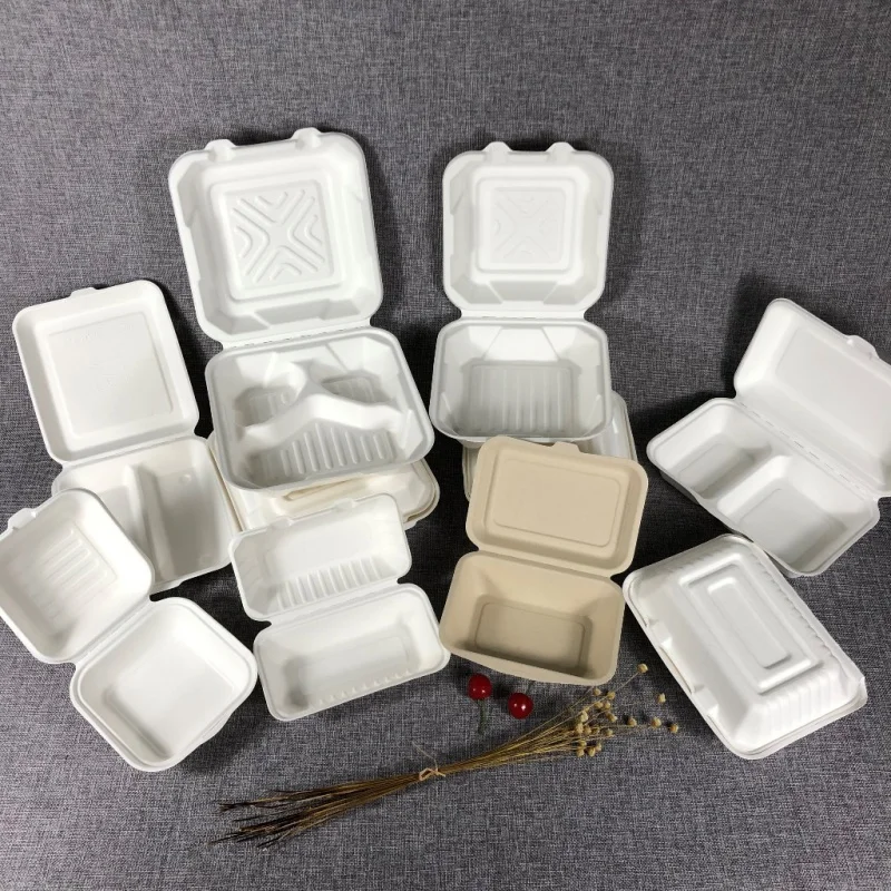 Custom  custom biodegradable sugar cane bagasse donut pastry cake packaging food container eco friendly sugarcane burger box custom manufacturer supply biodegradable customization food packaging takeout boxes food container