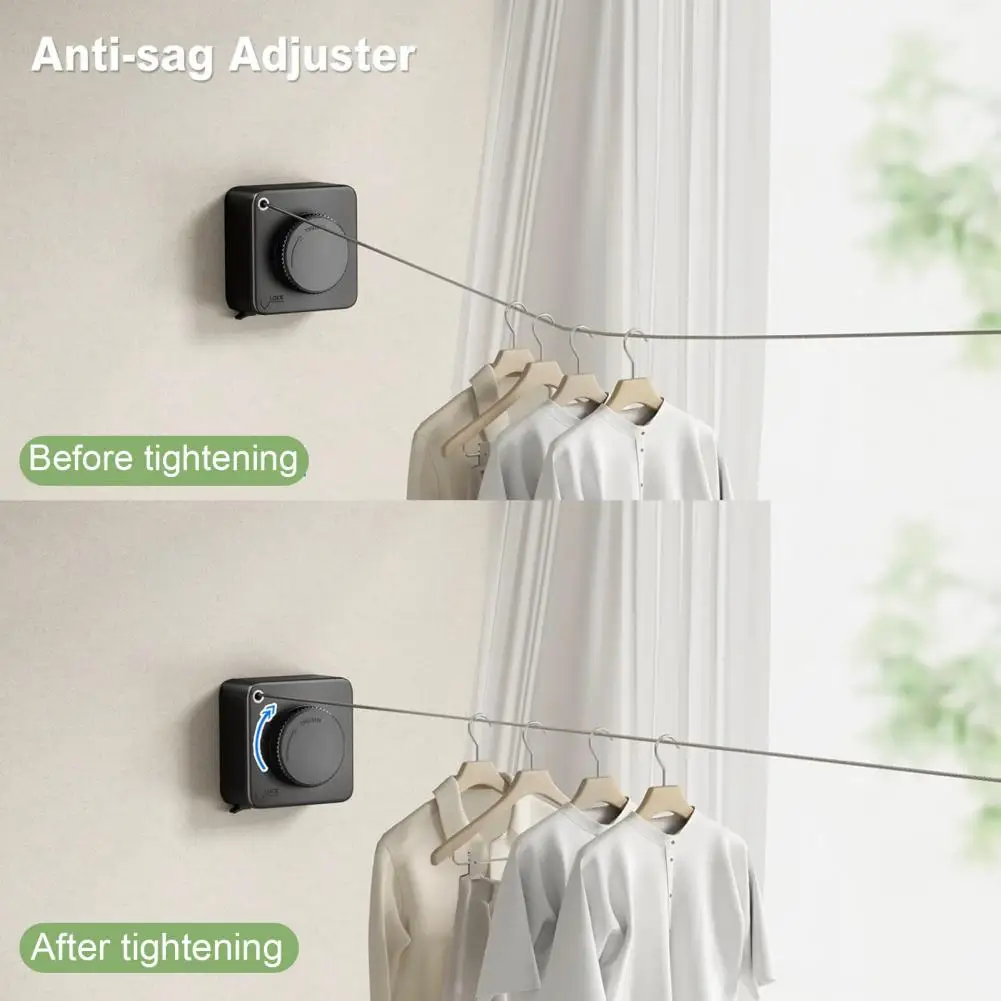 4.2M Clothes Line Wall Mount Retractable Clothesline Adjustable Heavy Duty Stainless Steel Wire Laundry Clothes Drying Line 3
