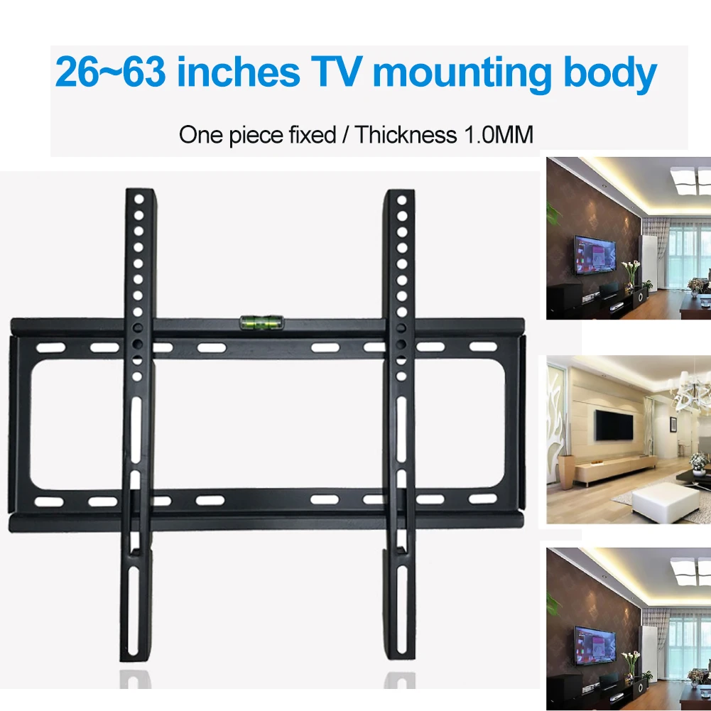 26-63inch TV Support Mount Adjustable Television Mounting Holder with Level Low Profile Flat TV Wall Mount for LCD LED Monitor