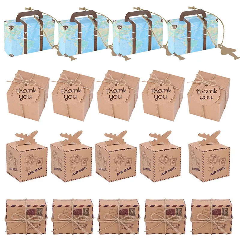 Maleta de viaje de 10/20 piezas, Cajas de Regalo de papel Kraft