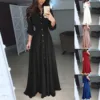 Elegant Show Thin Dress Women'S Summer Solid Dress Maxi Shirt Fashion Long Sleeve Single Breasted Dress Casual Lapel Ropa Barata 3