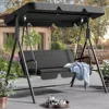 Patio Porch Swing for Adults, 3 Seat Porch Swings with Adjustable Canopy Outside Swing Bench with Removable Cushion, Suitable 1