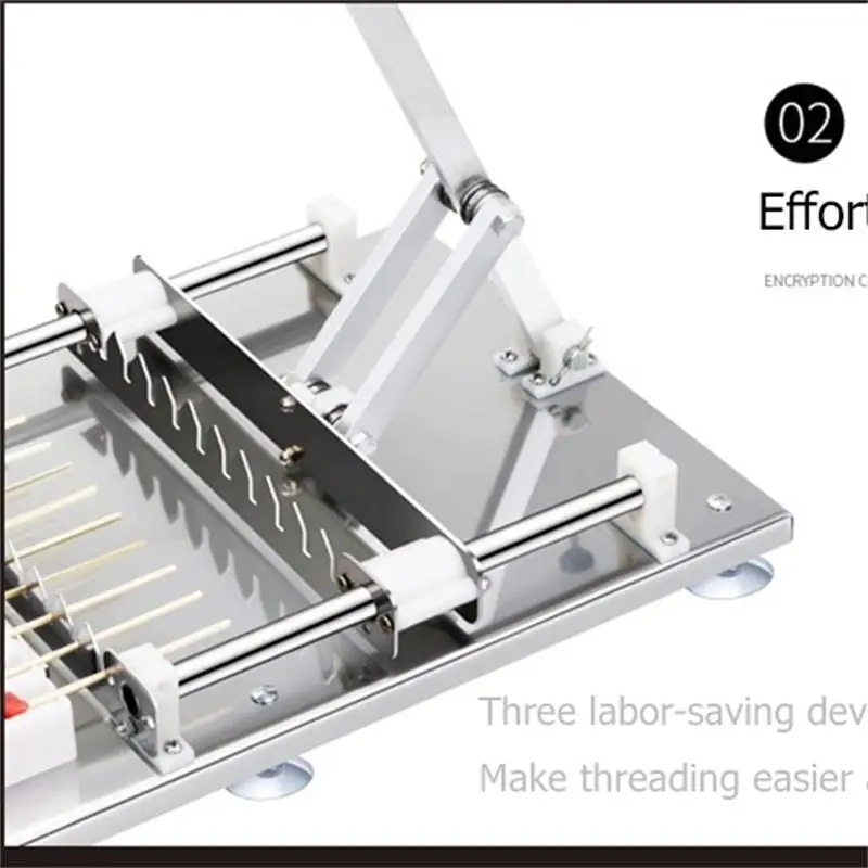 Manual BBQ Satay Stainless Steel Mutton Kebab Lamb Skewer Tools Meat Wear String Machine 1