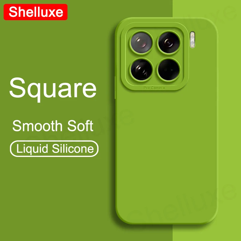 Premium Shelluxe Square Liquid Silicone Shockproof Phone Case - Soft Cover
