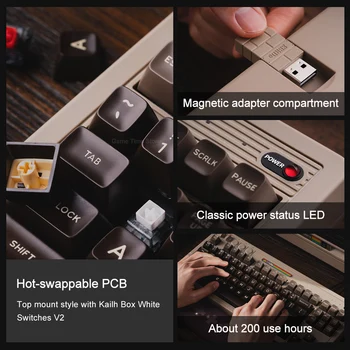 8Bitdo Retro Mechanical Keyboard Hot-swappable PCB , Kailh Box White Switches V2, Designed with Super Buttons and Super Stick 2