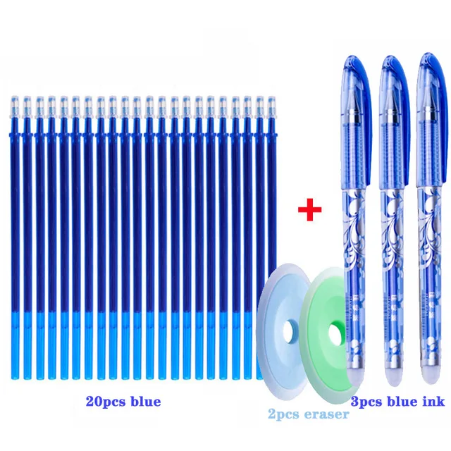 25 pcs/set Erasable Gel Pen Refills Rod 0.5mm Washable Handle Magic Erasable Pen for School Pen Writing Tools Kawaii Stationery 25pcs blue