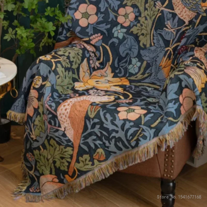 Ethnic style Tassel polyester cotton Blanket, Sofa Cover, Office, Lunch Break, Air Conditioning, Photography Props Pastoral, 1Pc