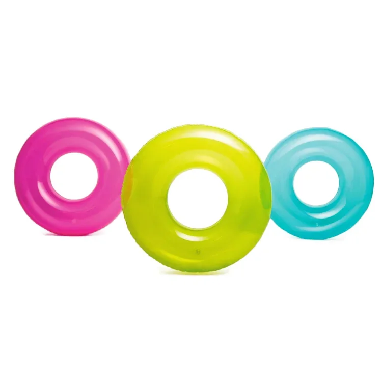 Intox59260 Transparent Swimming Ring Adults Children Water Inflatable Bed Popular Photography Green/Pink/Blue Lifesaving Ring