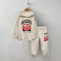 2025 New Popular Toddler Yellow Hoodies Disney Lightning McQueen And Stitch Autumn Kids' Casual Hoodie+Pants Sets For Boys Girls