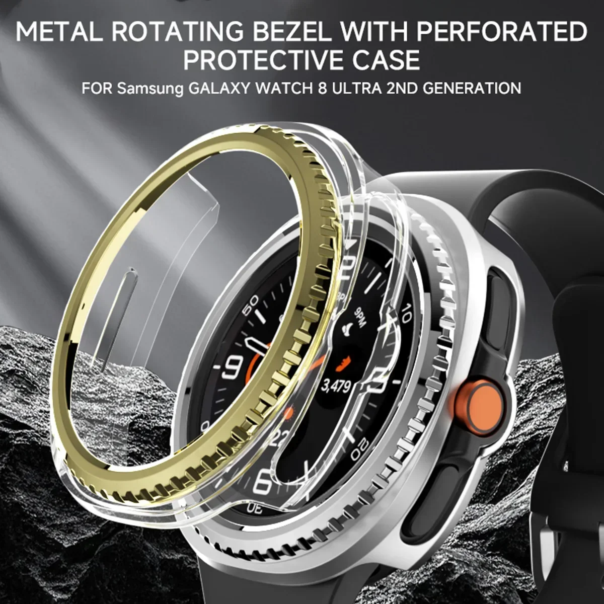Bezel Ring and Protective Cover Case for Smartwatch - Hard PC Bumper Shield