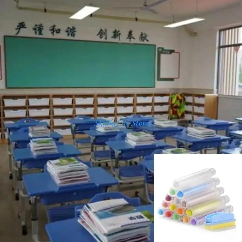 E65E 15Pcs 칠판 칠판용 홀더가 있는 먼지가 없는 분필 화이트보드 지우개