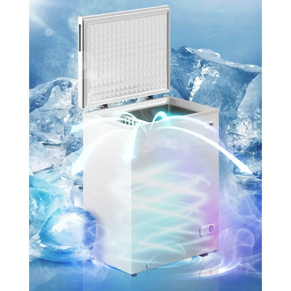Large Chest Freezer,  7 Level Adjustable Temperature, Deep Freezer with Removable Storage Basket with Top Open Door,White 6