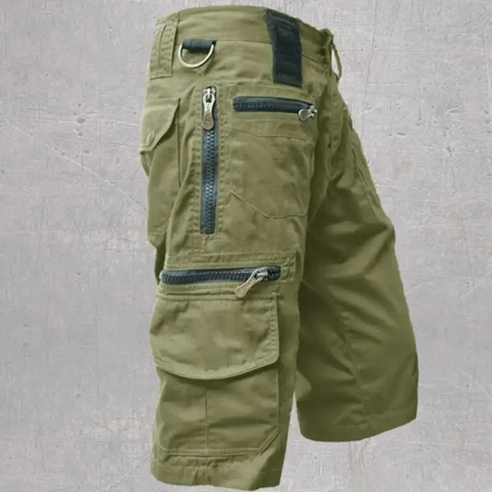 Men's Shorts Tactical Shorts Solid Color Multi-Pocket Summer Casual Straight Shorts Men