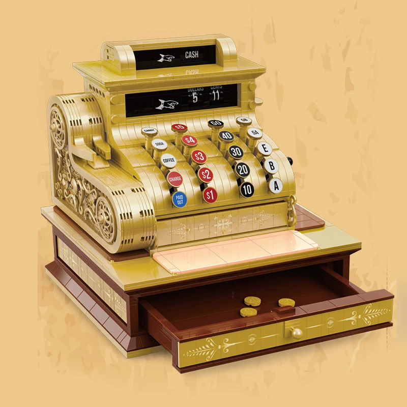 

2023 Classic Creative Ideas Vintage Cash Register Building Blocks Mini Bricks Home Display Old Fashioned Model Kit Toys Adults