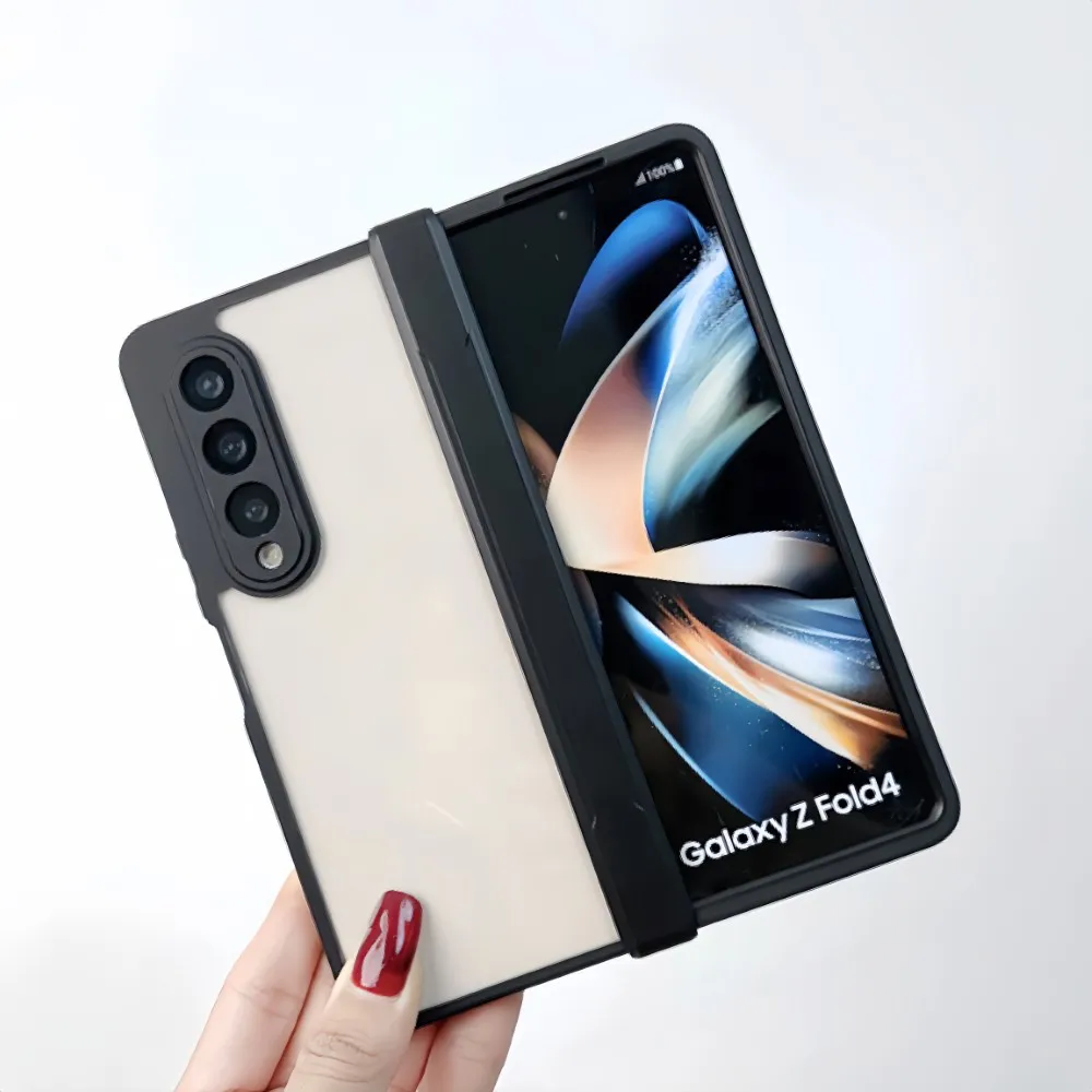 

For Samsung Galaxy Z Fold 4 Case Matte Skin Friendly Transparent Hinge All-inclusive Folding Shockproof Protective Hard Cover