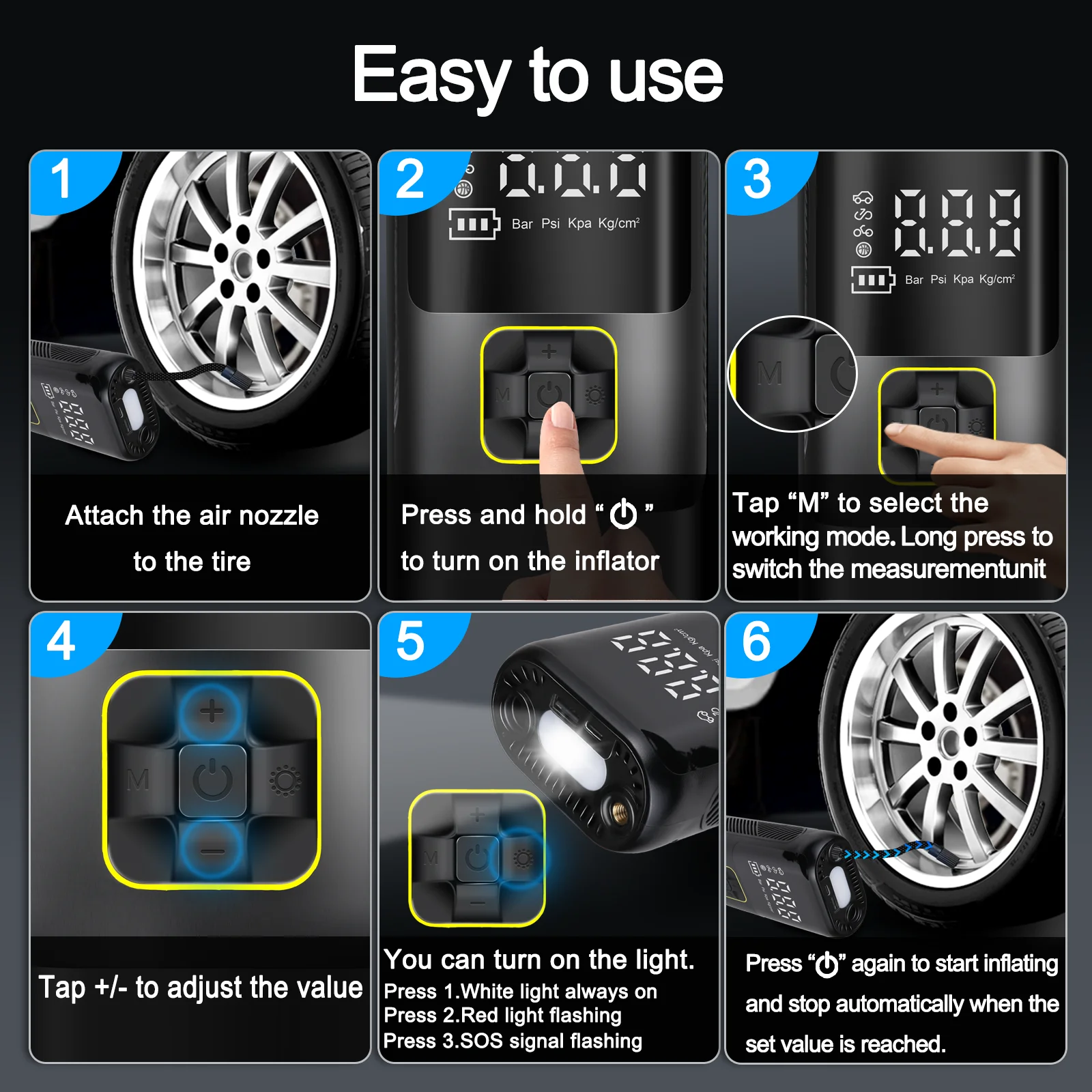 Car Air Pump Portable Air Compressor for Car Motorcycles Bicycle Electric Tire Inflator LCD Digital Display car air pump