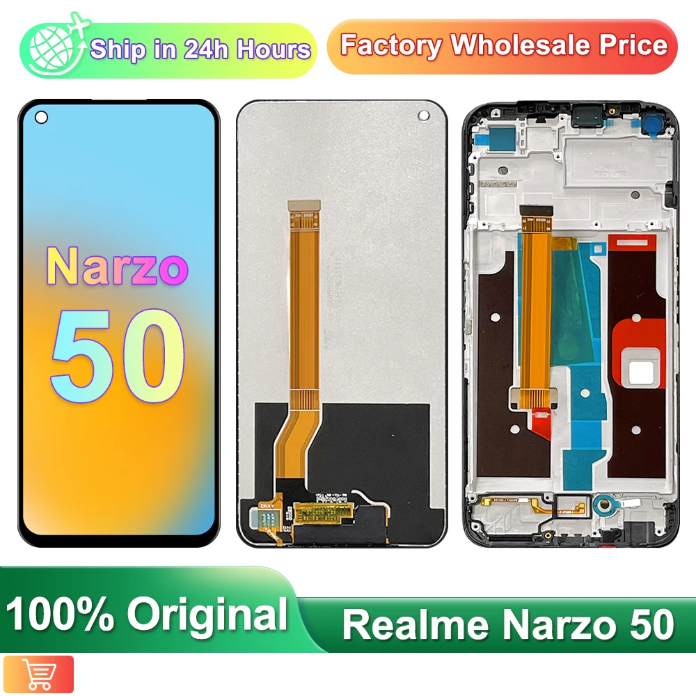 

6.6"Original For Realme Narzo 50 LCD Display With Frame Touch Panel Digitizer Assembly Parts For OPPO Narzo50 RMX3286 LCD Screen