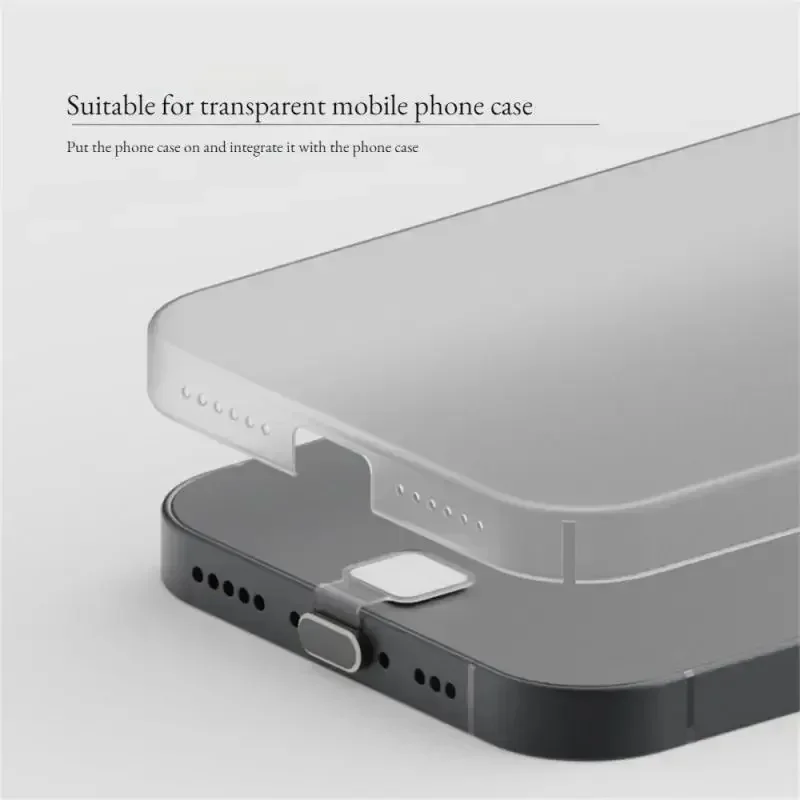 USB C 타입 충전 포트 먼지 플러그, 투명 금속 휴대폰 분실 방지 먼지 플러그, 보호 커버 캡, 아이폰 16 15 삼성