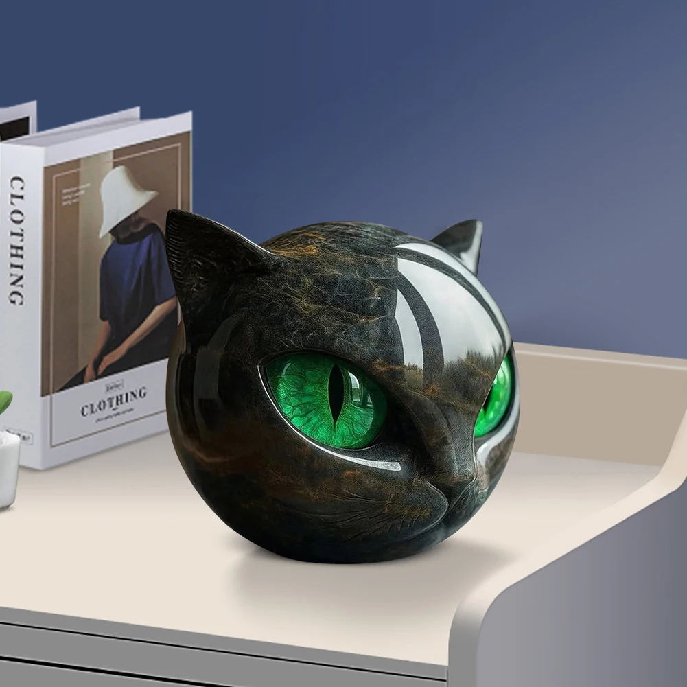 Black Cat Figurine Luxury Black Cat Stone Sculpture Ornaments Black Obsidian Crystal Gemstone Cat Healing Stone Decor Craft Gift