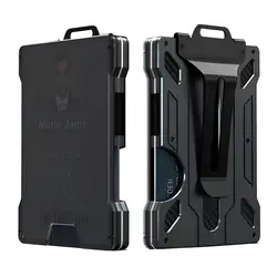 Sleek Aluminum RFID Wallet for Men - Minimalist Design with Metal Money Clip, 15 - Card Capacity & Clear ID Window (Black)