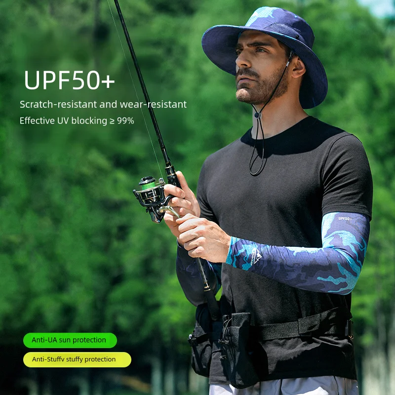 Sunscreen Sleeves for Men YECCTY S112 Summer Outdoor Fishing Ice Silk Lightweight Breathable Anti Slip UV Resistant Sleeves