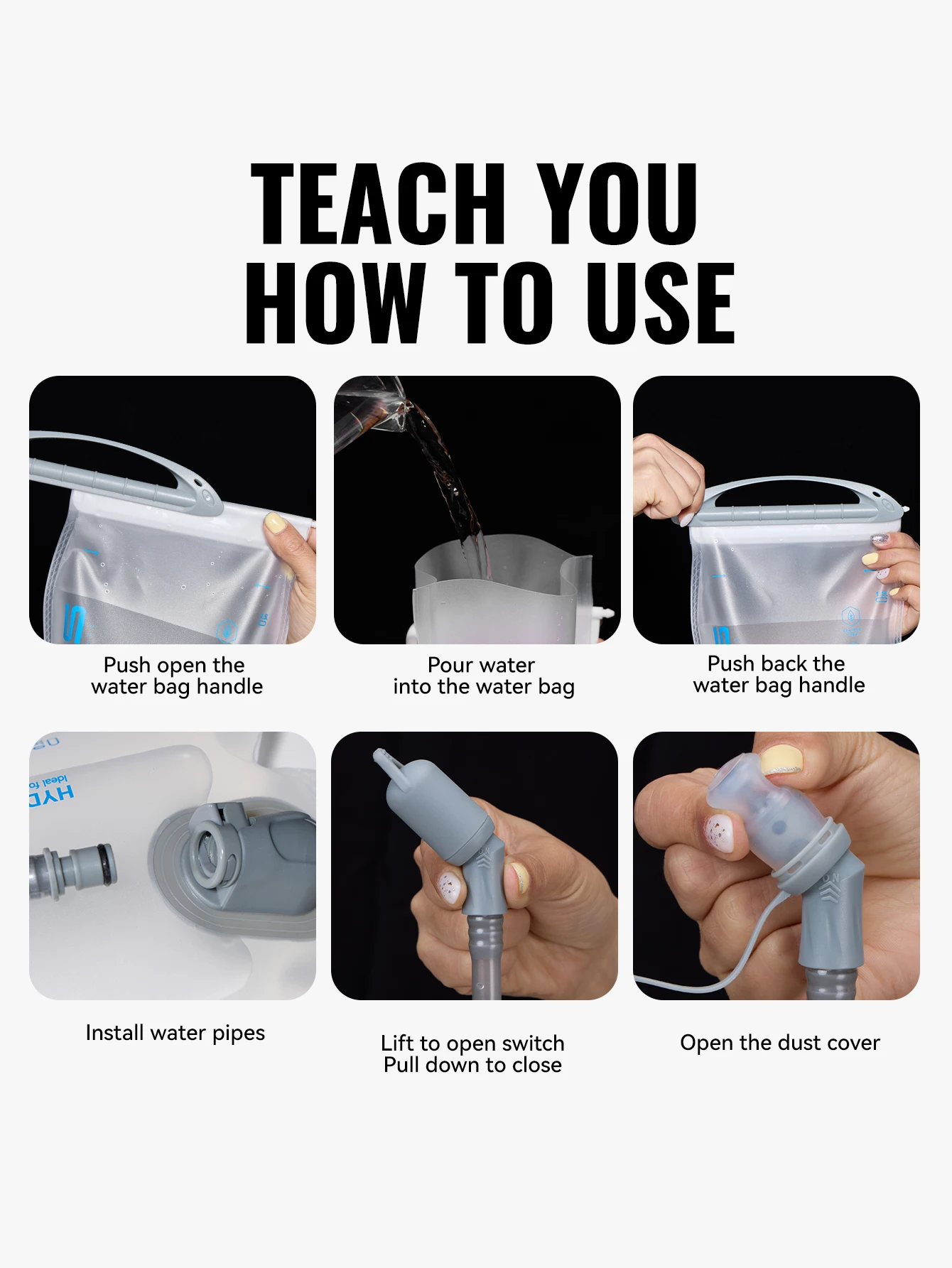 WRELS 1\1,5\2\2,5\3L Hydrapak Wasserreservoir Auslaufsichere Wasserblase BPA-frei für Camping Laufen Wandern Hydrations-Blase – Detail 12