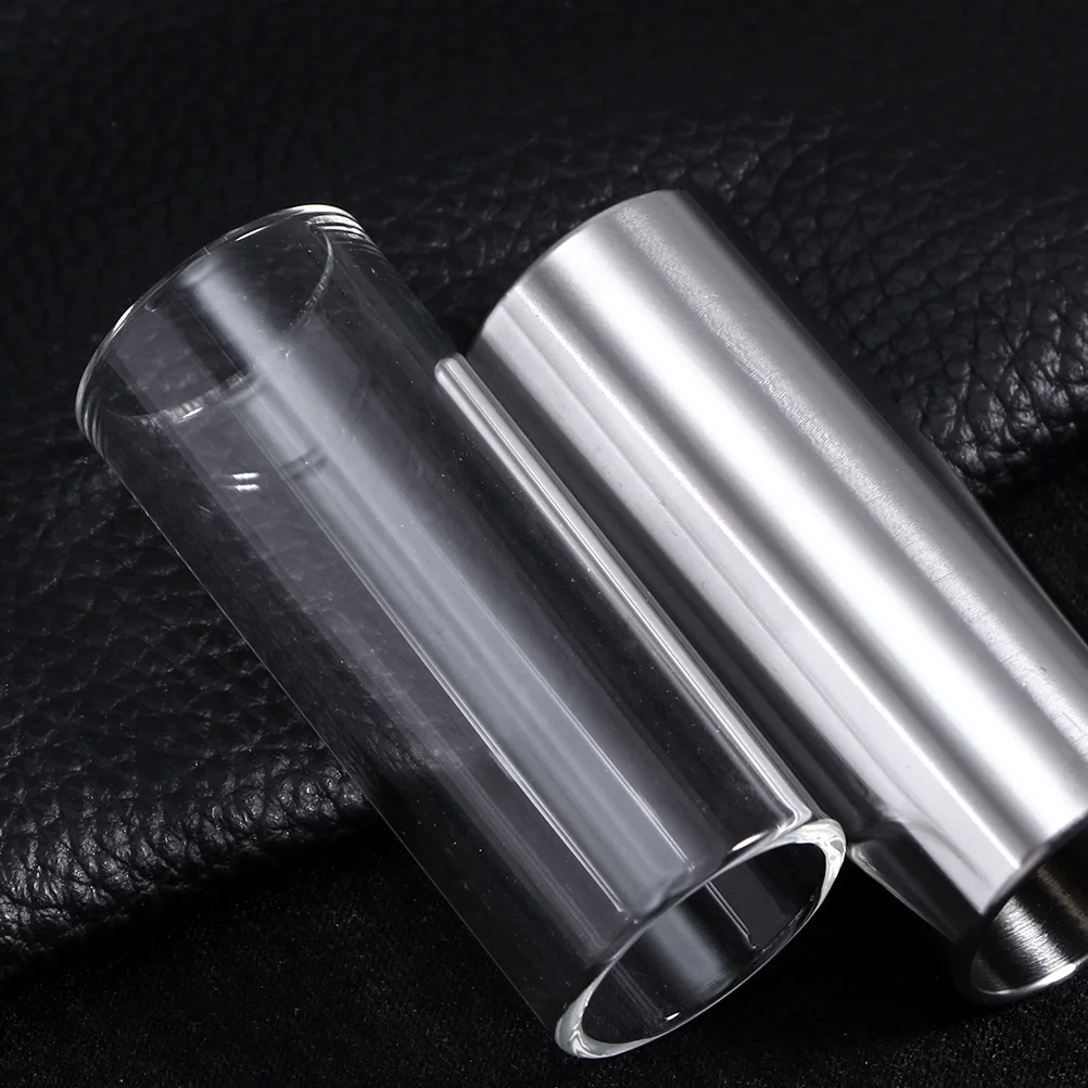 

51mm Glass Slide and Stainless Steel Slide Medium Bottleneck Slide for Guitar Bass Guitar Accessory(Transparent and Silver)