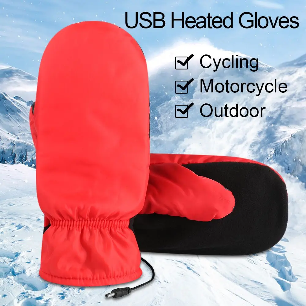 1 Pair Kids Adult Motorcycle Cycling Winter Heated Gloves USB Electric Thermal Touchscreen Ski Gloves