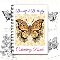 1 шт. книги для рисования, элегантная замысловатая красивая спиральная книжка-раскраска на бабочке, для детальных моментов раскрашивания природы — изображение 4