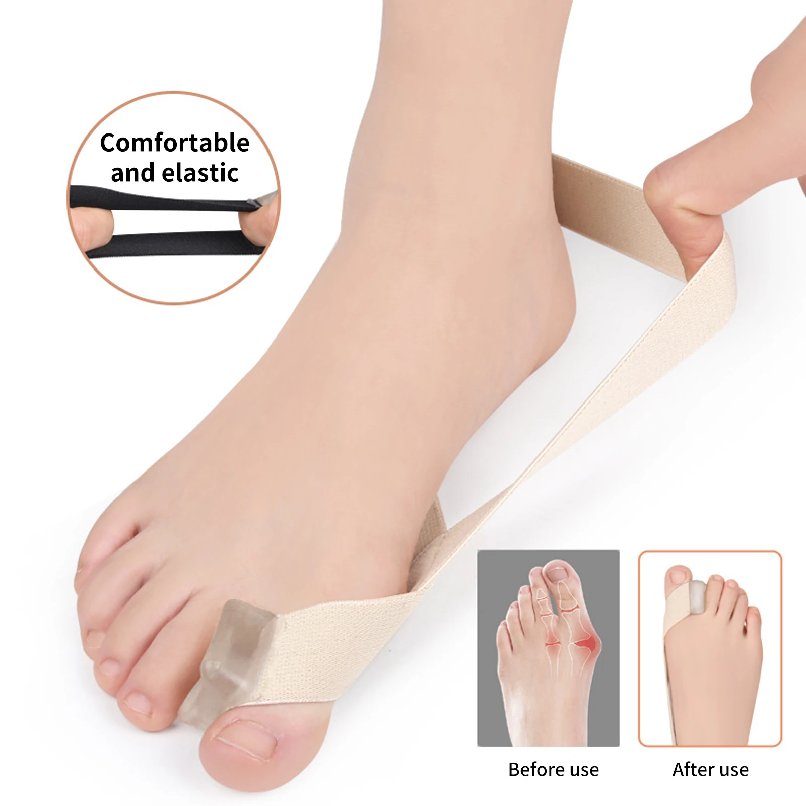 

Unilateral Pull Thumb Valgus Orthosis Day And Night Wearable Big Foot Bone Overlapping Toe Separator Tension Strap Cloth