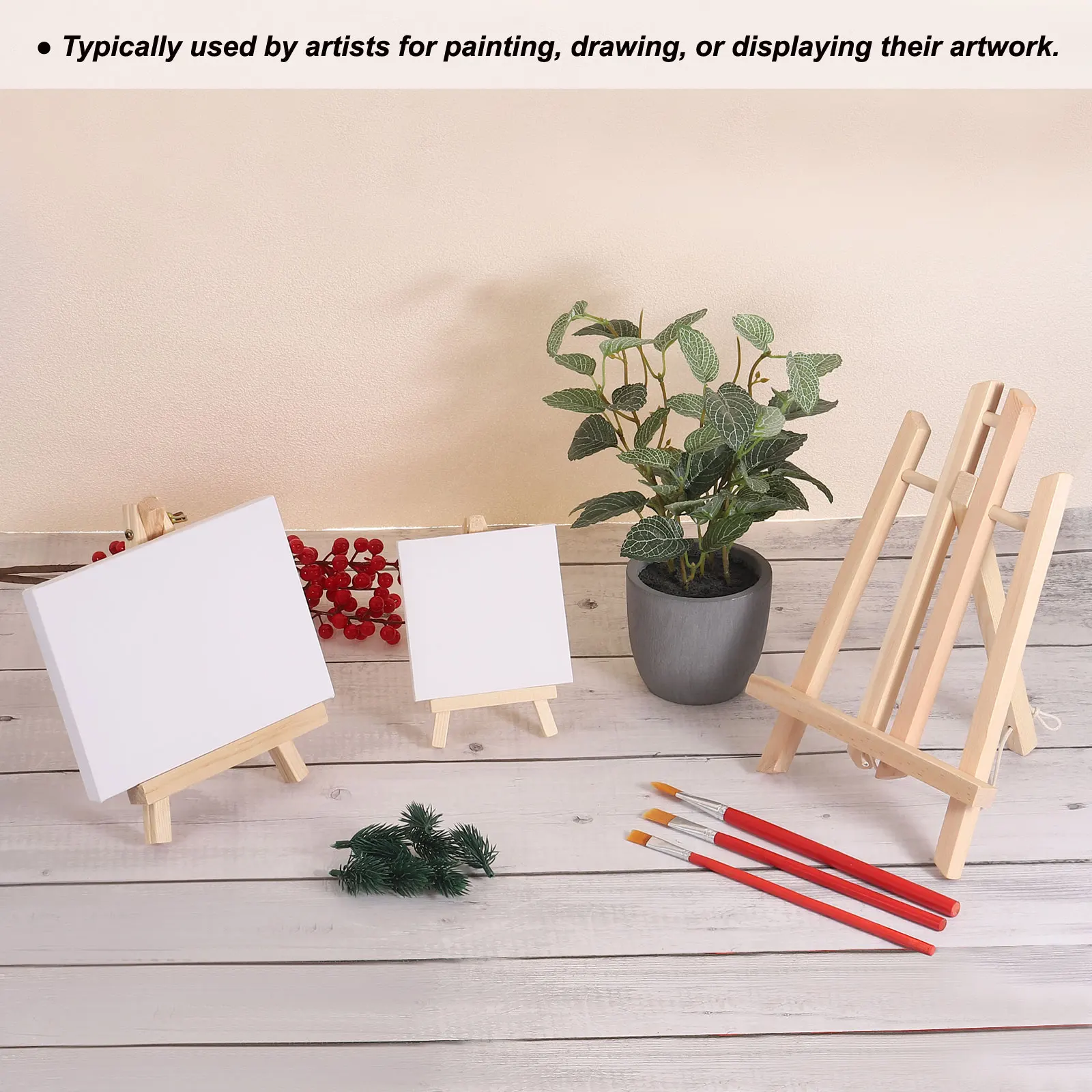 4Pcs Wooden Art Easel Portable Foldable Tripod Display Stand Holder Artist Tabletop Display Wood Mini Easel Frame for Painting