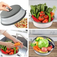 Protection contre les éclaboussures pour micro-ondes, assiette alimentaire pliable, couvercle anti-éclaboussures pour assiettes et bols, outils de cuisine, couvercle de cuisine 3