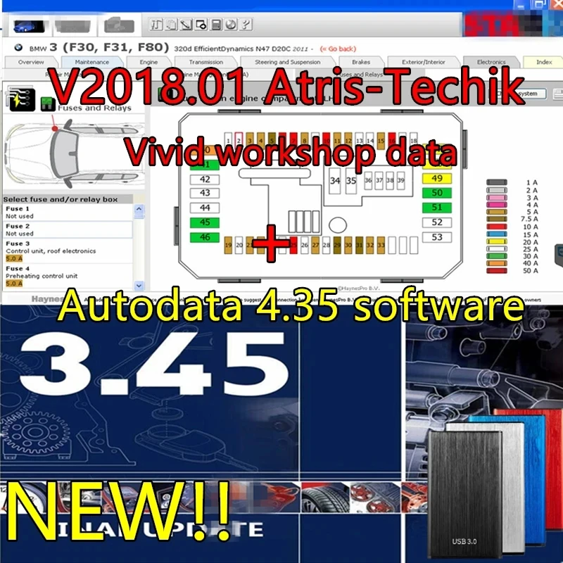 2023 hot Newest version Autodata 3.45 auto repair software Auto--data 3.45 car software information auto data install video guid цена и фото