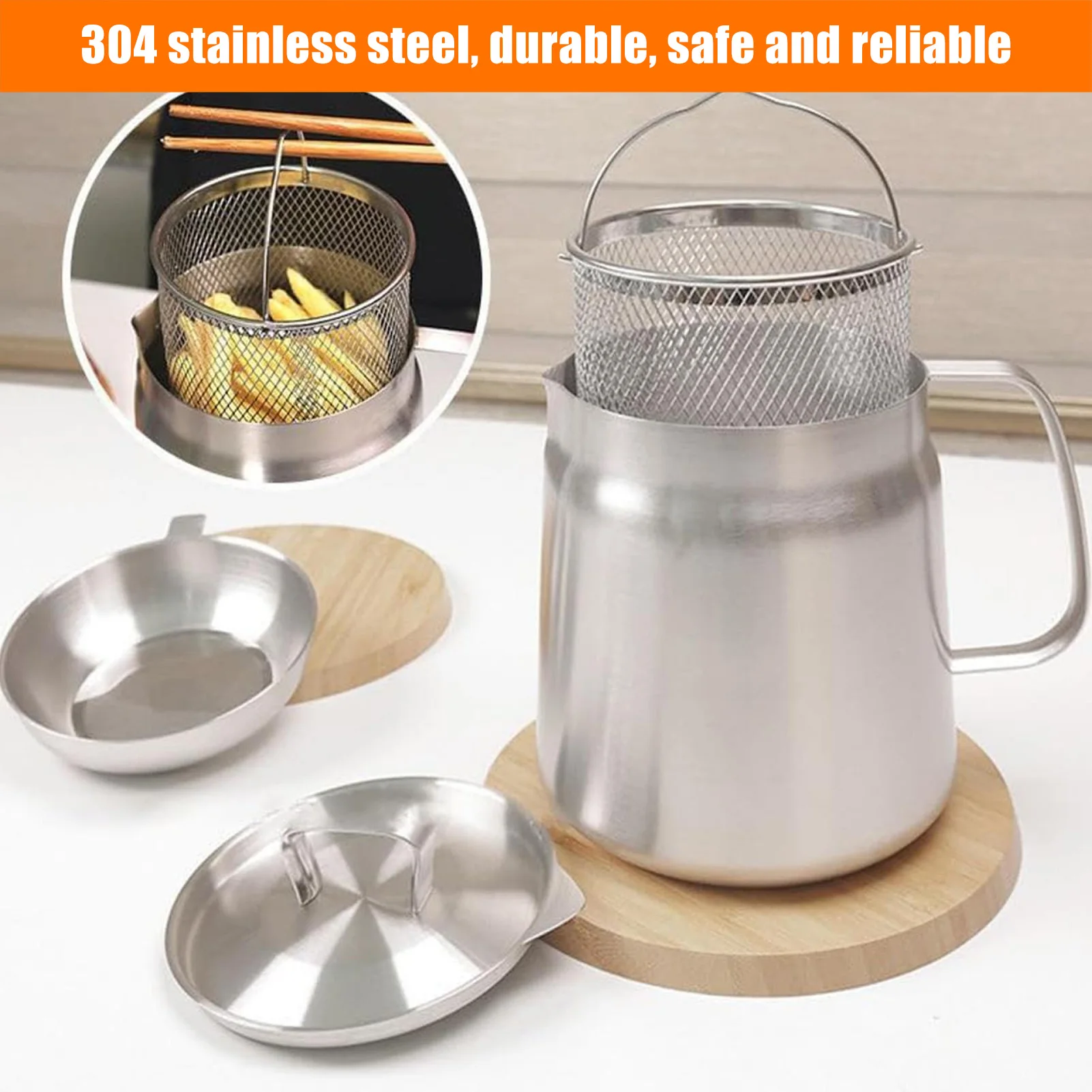 Grease Container Mesh Strainer Oil Storage Can Large Capacity Ergonomic Handle Multifunctional Frying Basket Home oil container