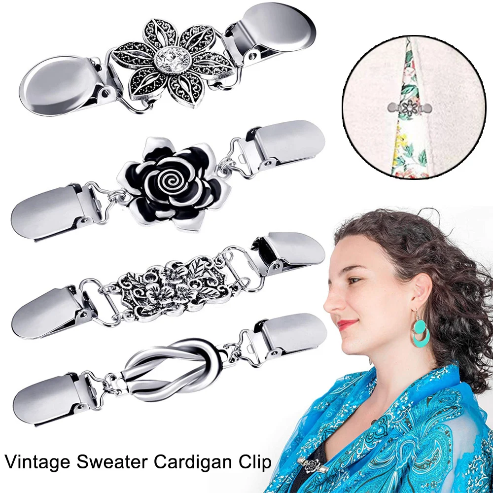 Clothing Decor Vintage Sweater Cardigan Clip Duck-mouth Clips Beaded Pearl Pin Brooch Shawl Shirt Collar Buckles Charm Gift 1PC