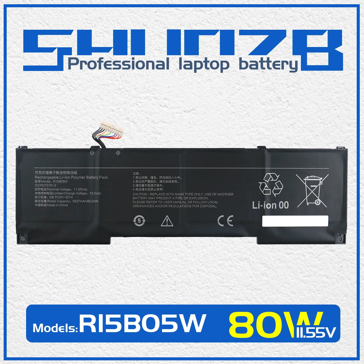 Shuozb R15b05w Bateria do Portátil para Xiaomi Pro X15 Notebook Pro x 15 11.55v 80wh 6927mah